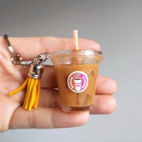 Dunkin' donuts iced coffee Keychain handmade - Picture 4 of 6